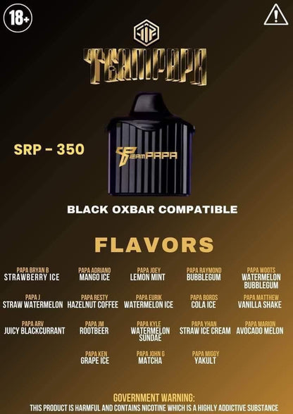 CIGBAY TEAM PAPA BLACK OXBAR 9500 PUFFS | COMPATIBLE TO FLAVA BLACK OXBAR